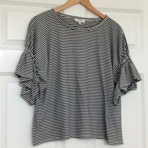 Umgee, shirt, size large, black and white stripe.